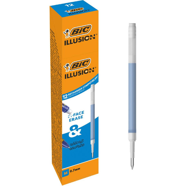 Bic - vulling voor gelroller Gel-ocity illusion, doos van 12 stuks, blauw