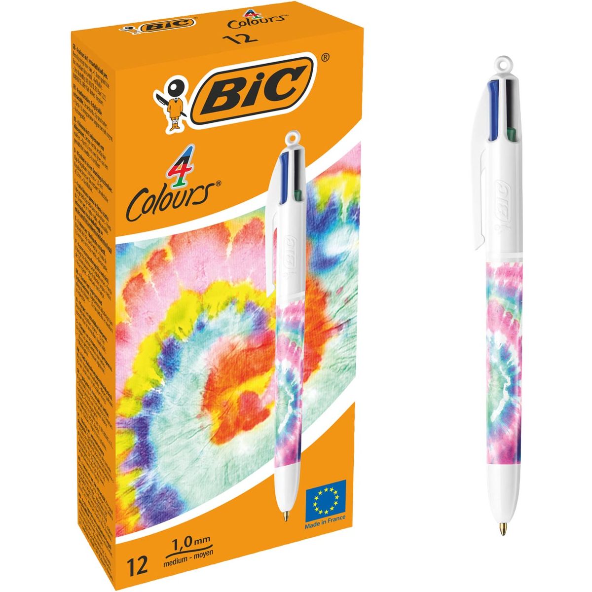 Bic - Colours Decors Botanical Universe 4-kleurenbalpen, medium, klassieke inktkleuren, doos van 12 stuks