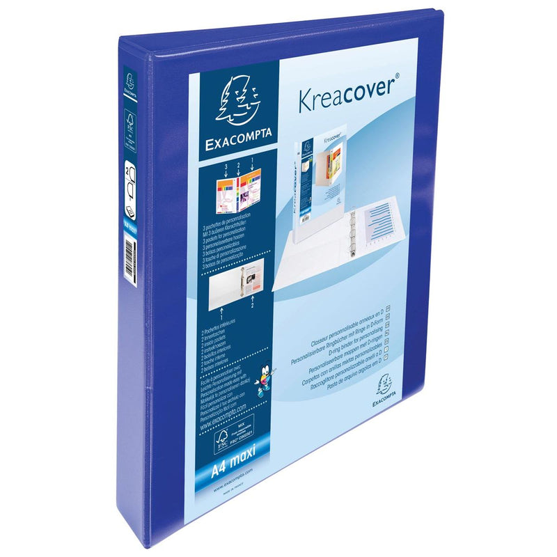 Exacompta -  Kreacover personaliseerbare ringmap blauw 2 ringen van 25 mm