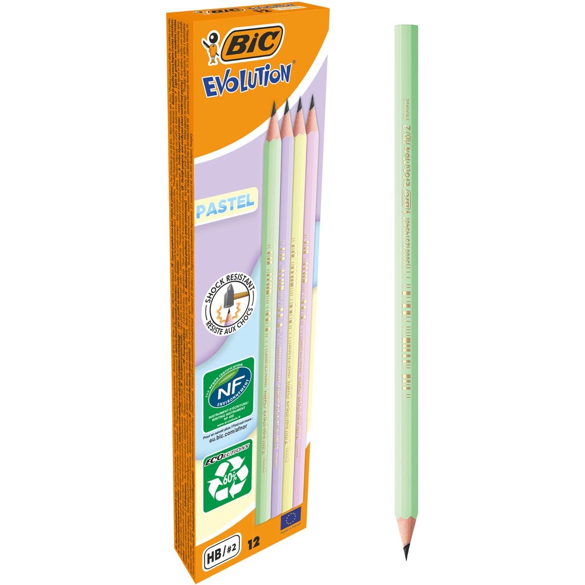 BIC - Graphite Crayer Evolution Tel HB, boîte de 12 pièces, Assorti