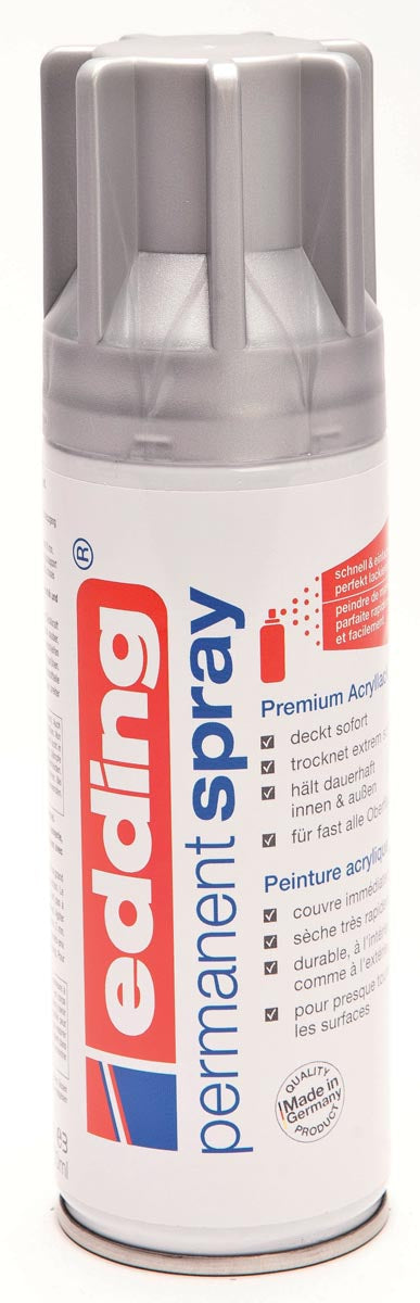Edding - Spray permanente 5200, 200 ml, plateado mate