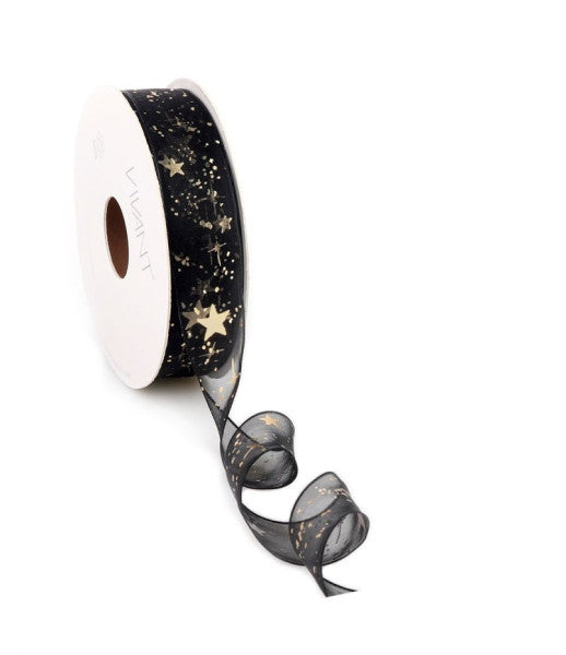 Weihnachtsband Galaxy 15mm x 25 Meter schwarz
