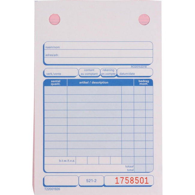 Galerie - recharge pour machines à tickets numérotant 1 180 000, 100 feuilles doubles