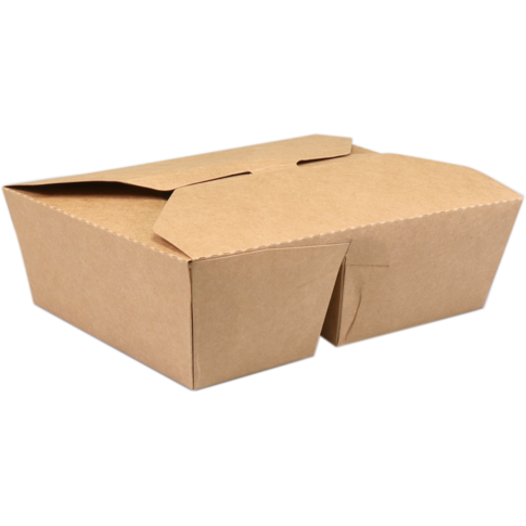 Biodore - Biodore Bak | Kraftpapier + Pla | 2-Box | Mahlzeitbox | 215x158x65mm | Braun | 50 Stück