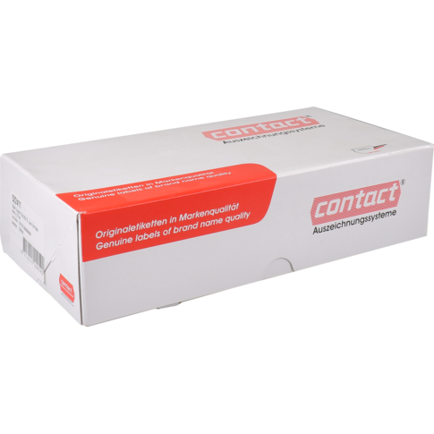Contact - Étiquette | Étiquette de prix papier permanent 22x12mm | Fluor / rouge | 24 Rol