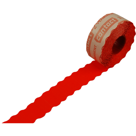 Contact - Étiquette | Étiquette de prix | papier | permanent | 26x12mm | fluorescent/rouge | 18 rouleaux