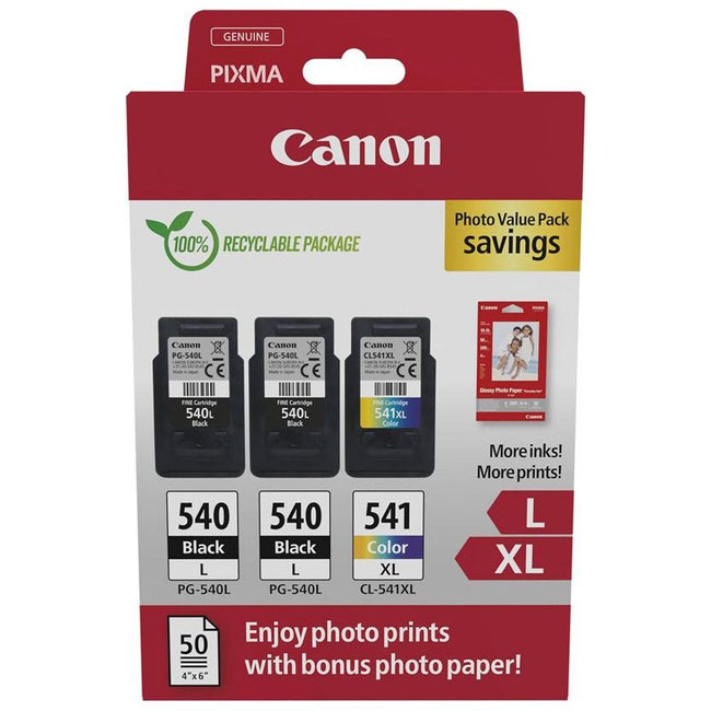 Canon - photo value pack 2 x PG-540L + 1 x CL-541XL, 300 - 400 pagina's, OEM 5224B015, 4 kleuren