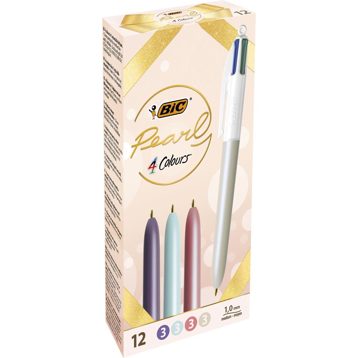BIC -  4-kleurenbalpen Pearl, doos van 12 stuks, assorti