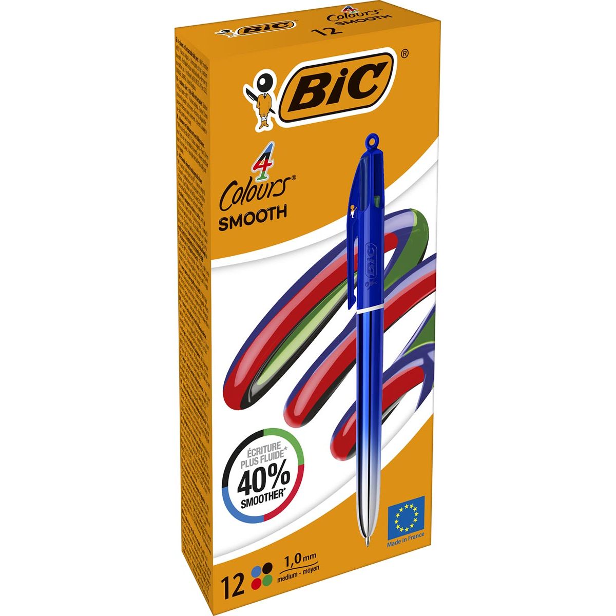 Bic - Stylo à bille Colors Smooth Gradiant 4 couleurs, moyen, bleu