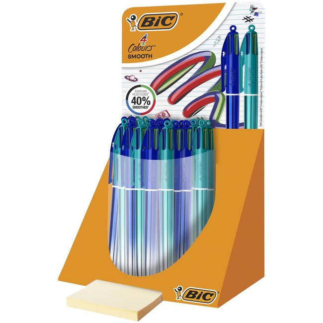 Bic - Colors Smooth Gradiant 4-color ballpoint pen, medium, blue and green, display of 30 pieces
