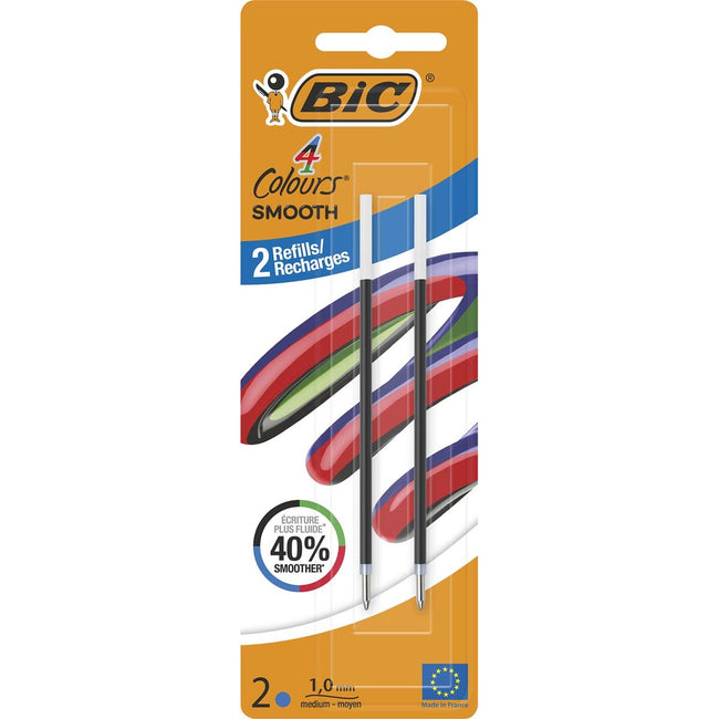 BIC -   vulling voor balpen 4 Colours Smooth, medium, blister van 2 stuks, blauw