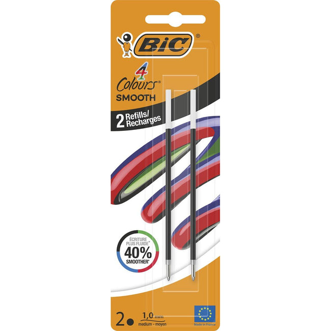 Bic - refill for ballpoint pen 4 Colors Smooth, medium, blister of 2 pieces, black