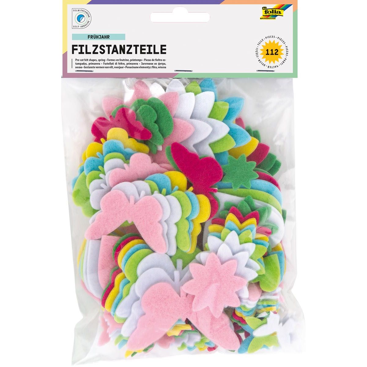 Folia - self-adhesive felt shapes Spring, blister with 112 pieces