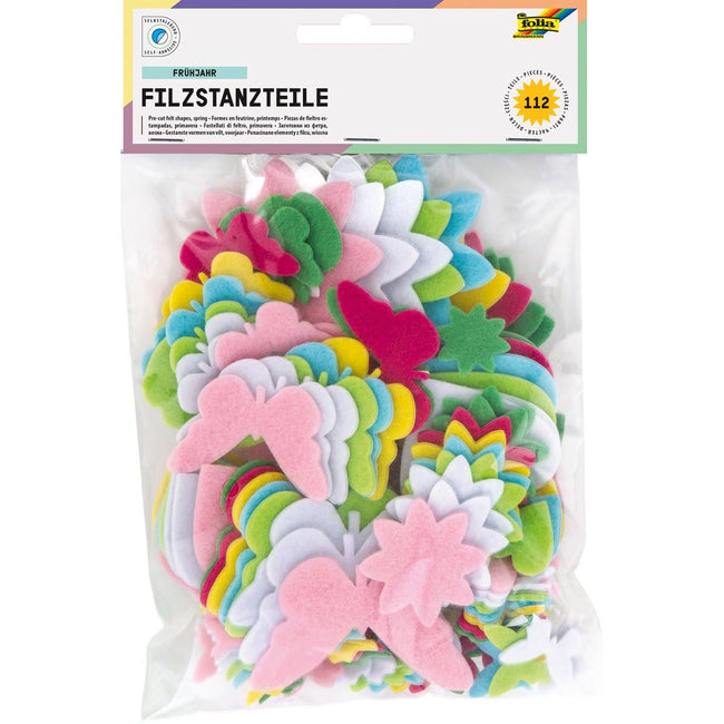 Folia - self-adhesive felt shapes Spring, blister with 112 pieces