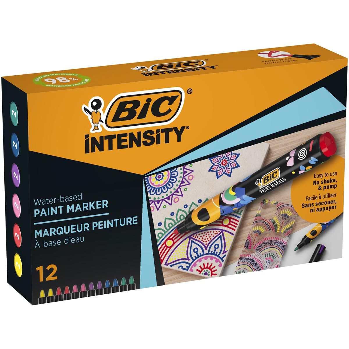 Bic - Intensity paint marker, assorted colors, set of 12 pieces