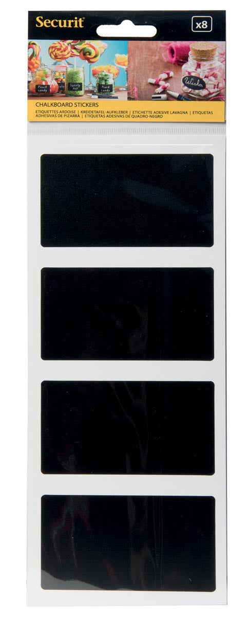 SECURIT - Autocollant de tableau noir-adhésif, rectangulaire, cloqueux avec 8 pièces