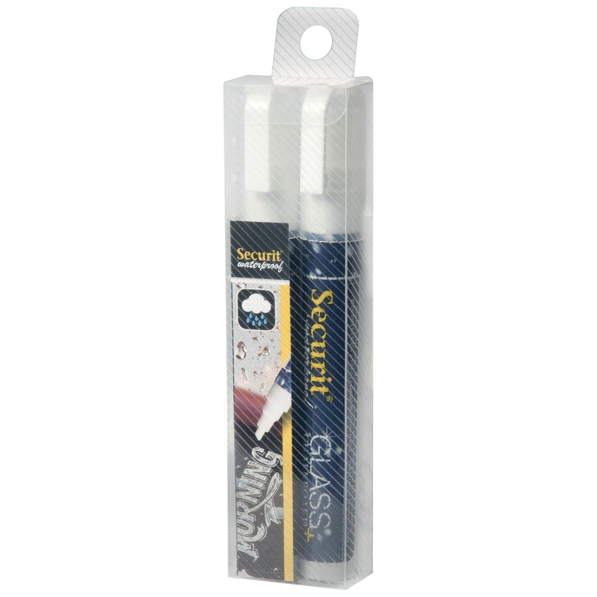 Securit - Waterproof krijtmarker medium wit, blister met 2 stuks