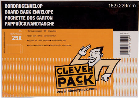 Cleverpack -   bordrugenveloppen, ft 162 x 229 mm, met stripsluiting, wit, pak van 25 stuks