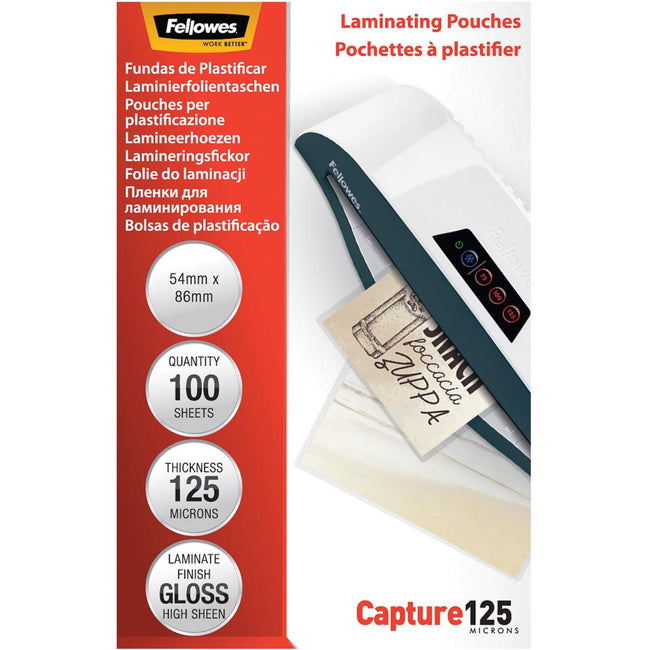 Fellowes -  lamineerhoes Capture125 ft 54 x 86 mm, 250 micron (2 x 125 micron), pak van 100 stuks