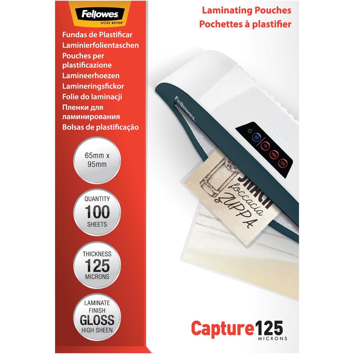 Fellowes - Laminabdeckung 65x95mm 2x125micron 100 Stück