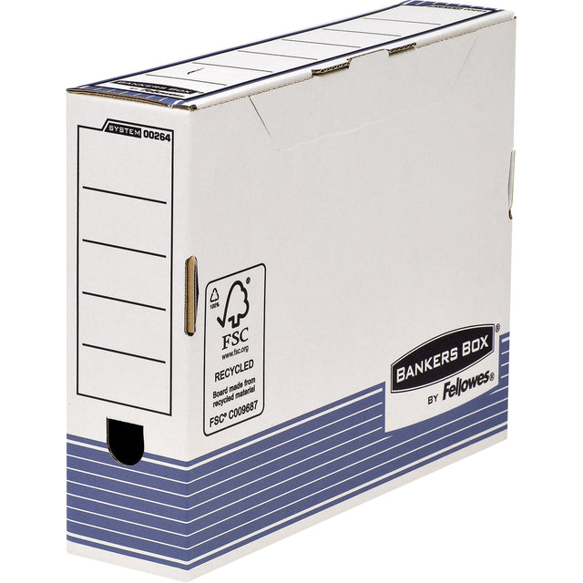 Bankers Box - Caja archivadora System A4 80mm blanco azul