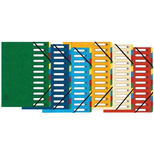 Exacompta - Harmonika front binder, 12 compartments, assorted colors