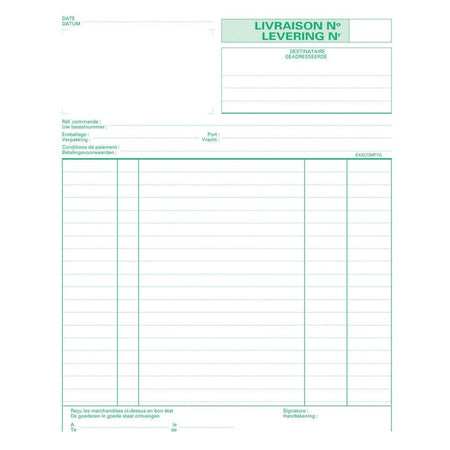 Exacompta - materiali di consumo, ft 21 x 18 cm, tripli (50 x 3 fogli), bilingue (NL/FR)