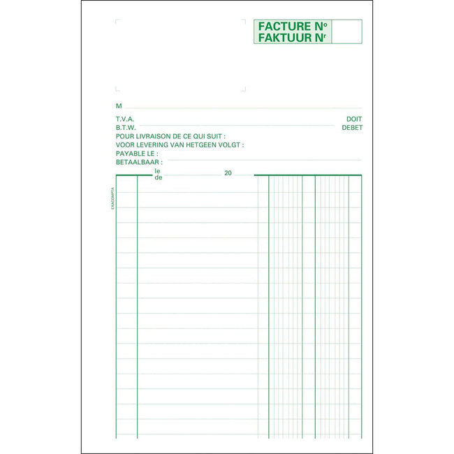 Exacompta -  factuurboek, ft 21 x 13,5 cm, tweetalig, dupli (50 x 2 vel)