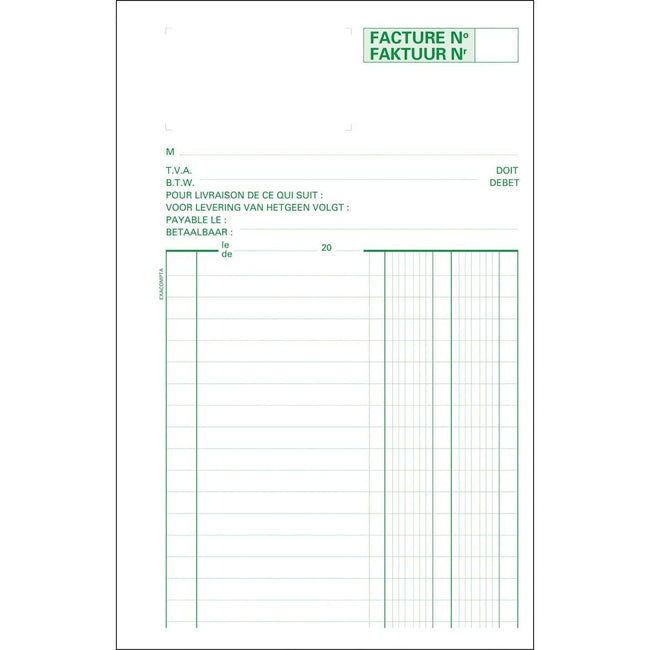 Exacompta - factuurboek, ft 21 x 13,5 cm, tweetalig, dupli (50 x 2 vel)