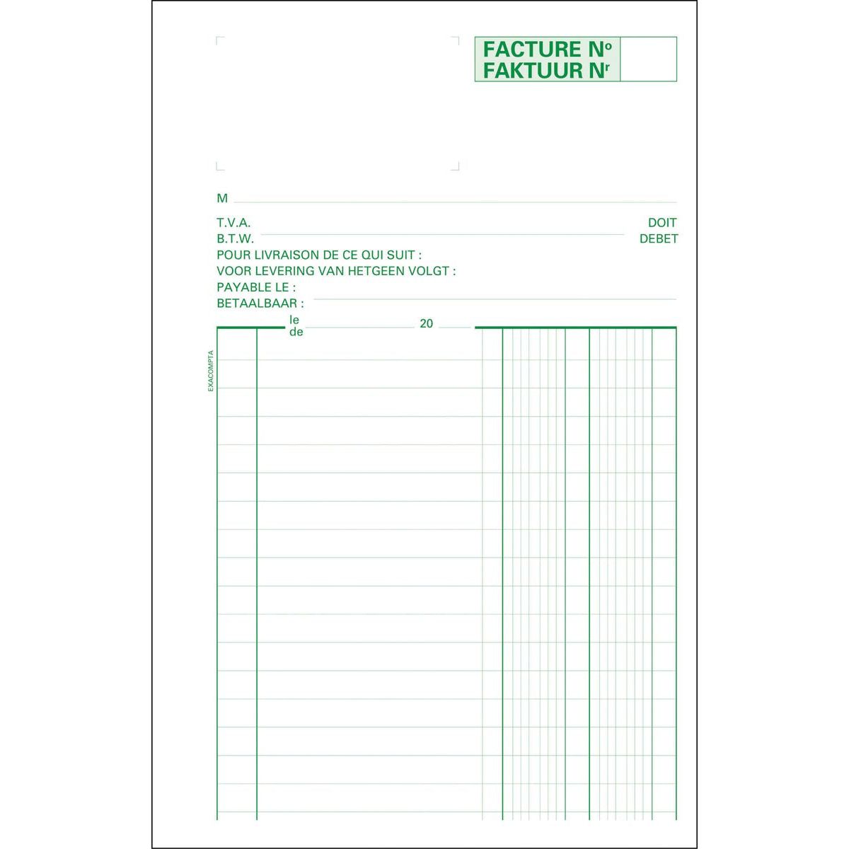 Exacompta - factuurboek, ft 21 x 13,5 cm, tweetalig, dupli (50 x 2 vel)