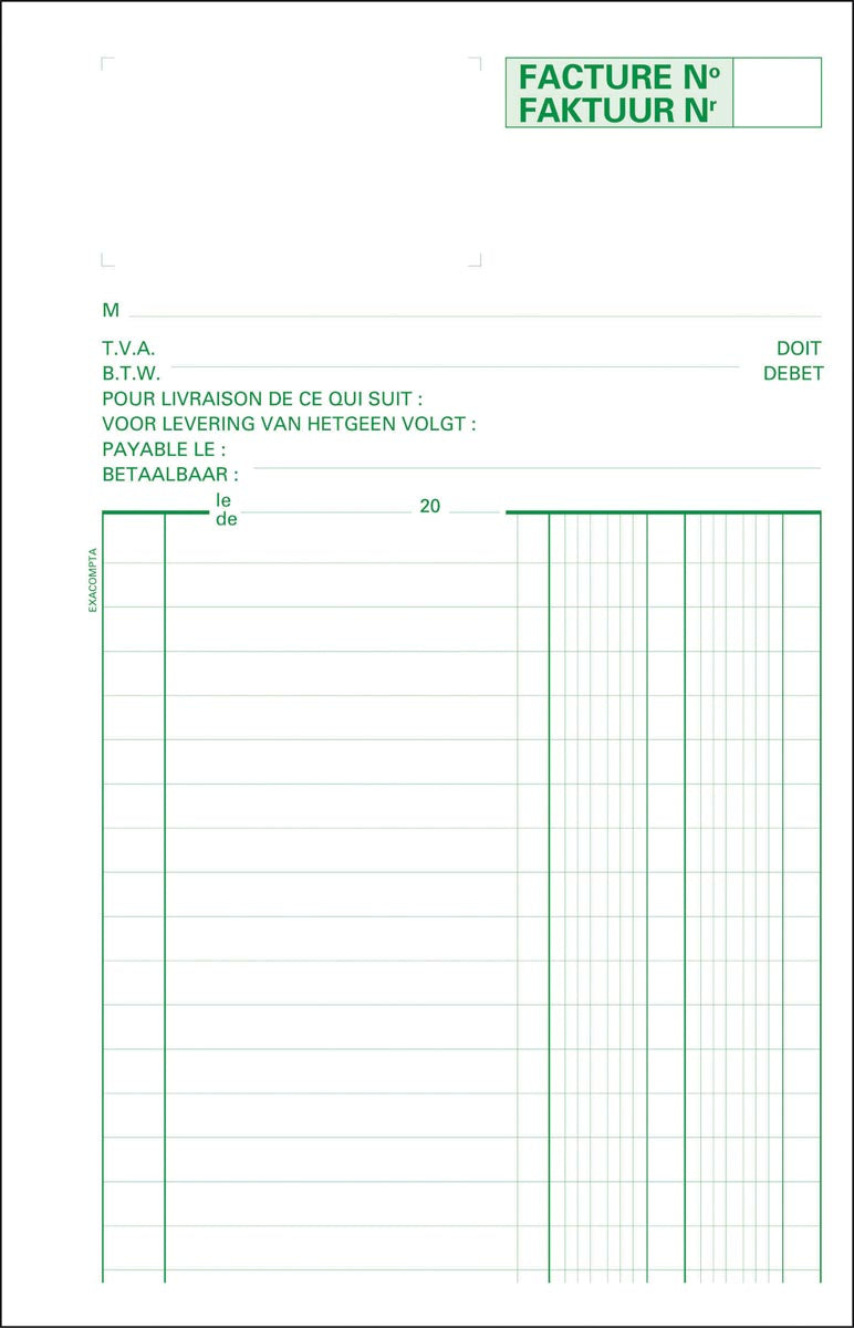 Exacompta - carnet de factures, pi 21 x 13,5 cm, bilingue, dupli (50 x 2 feuilles)