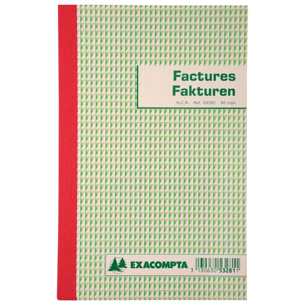 Exacompta - factuurboek, ft 21x13,5 cm, tweetalig, tripli (50 x 3 vel)