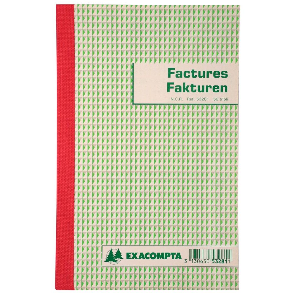 Exacompta -  factuurboek, ft 21x13,5 cm, tweetalig, tripli (50 x 3 vel)