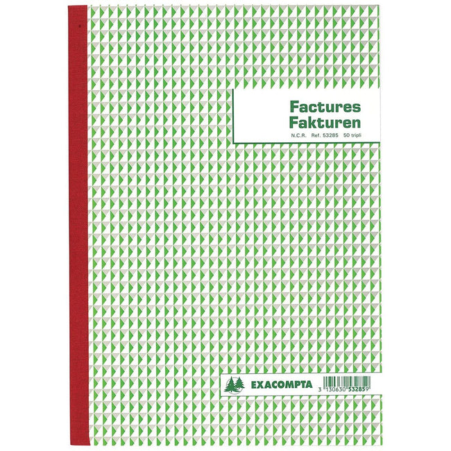 Exacompta - libro de facturas, pies 21 x 29,7 cm, bilingüe, tripli (50 x 3 hojas)