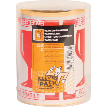 Cleverpack -   etiketten breekbaar, pak van 250 stuks