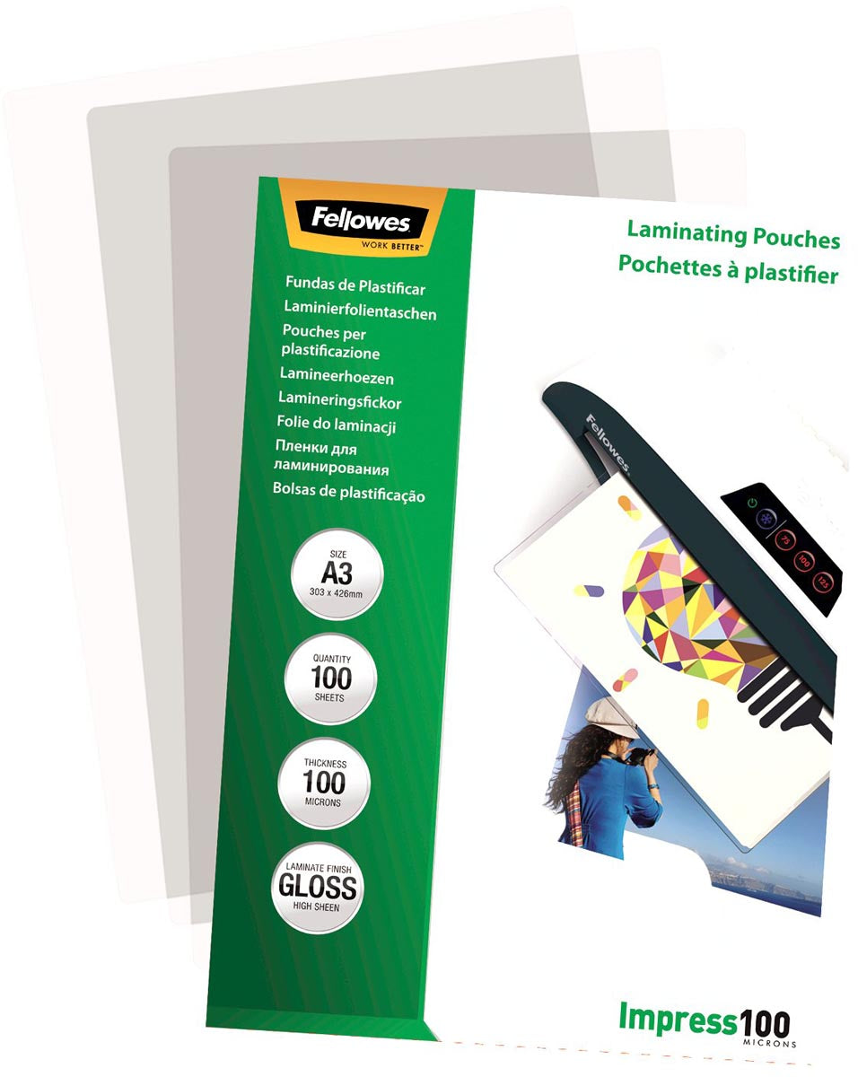 Fellowes - Couverture de laminage Impress100 FT A5, 200 micron (2 x 100 microns), 100 pièces pack