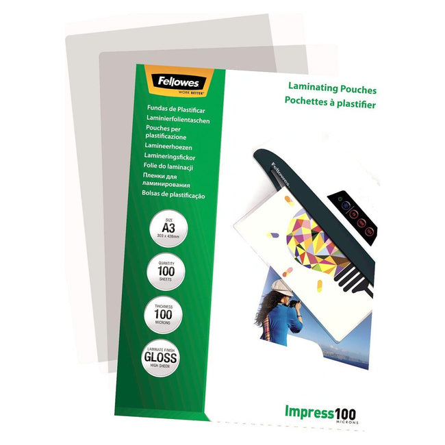 Fellowes - Couverture de laminage Impress100 FT A5, 200 micron (2 x 100 microns), 100 pièces pack