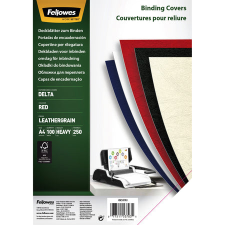 Fellowes -  Voorblad  a4 lederlook rood