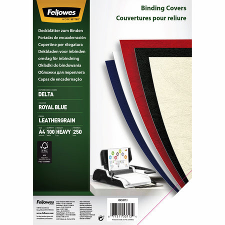 Fellowes - Cover page a4 leather look royal blue