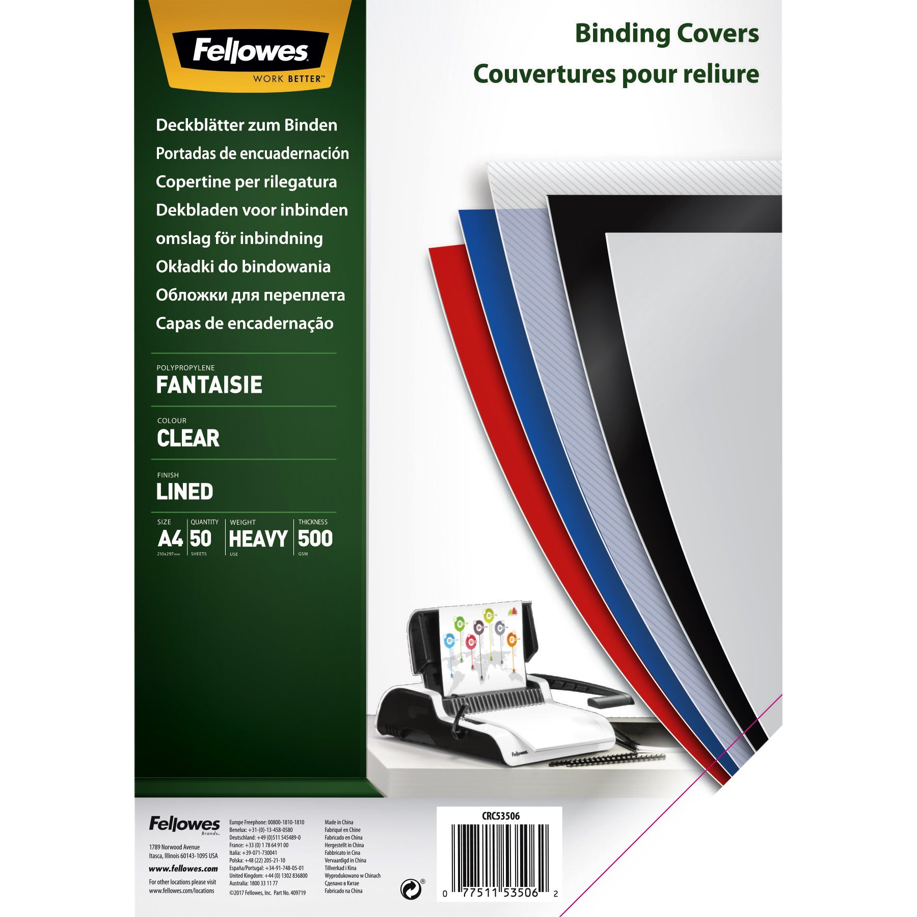 Fellowes - Cover page a4 fantasia pp 500micron transp
