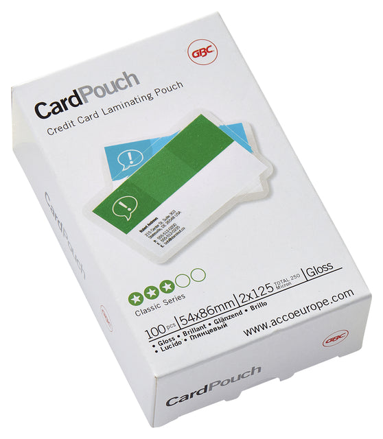 GBC - Pochette plastifiée carte de crédit 54x86mm 2x125micron