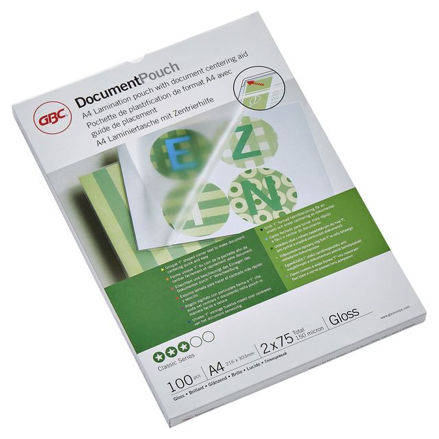 GBC -  Document Lamineerhoezen A4 2x75 micron Glanzend (100)