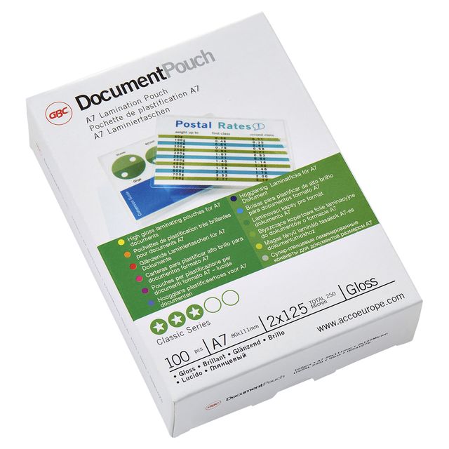 GBC -  Document Lamineerhoezen A7 2x125 micron Glanzend (100)