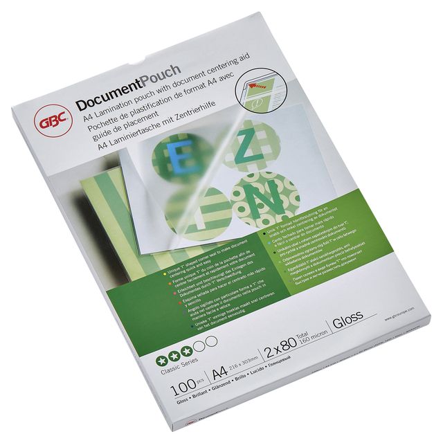 GBC -  Document Lamineerhoezen A4 2x80 micron Glanzend (100)