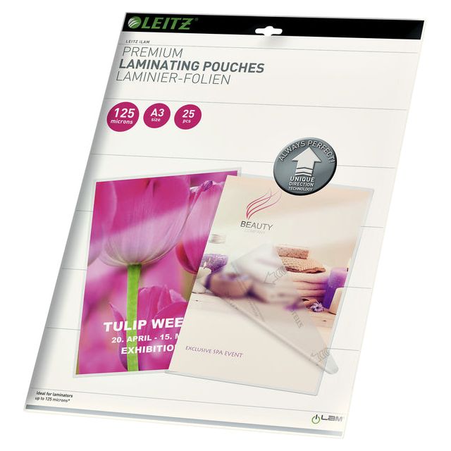 LEITZ - COUVERTURE DE LA LIGINE LEITZ ILAM A3 2X125MICRON UDT | Prendre 25 pièces