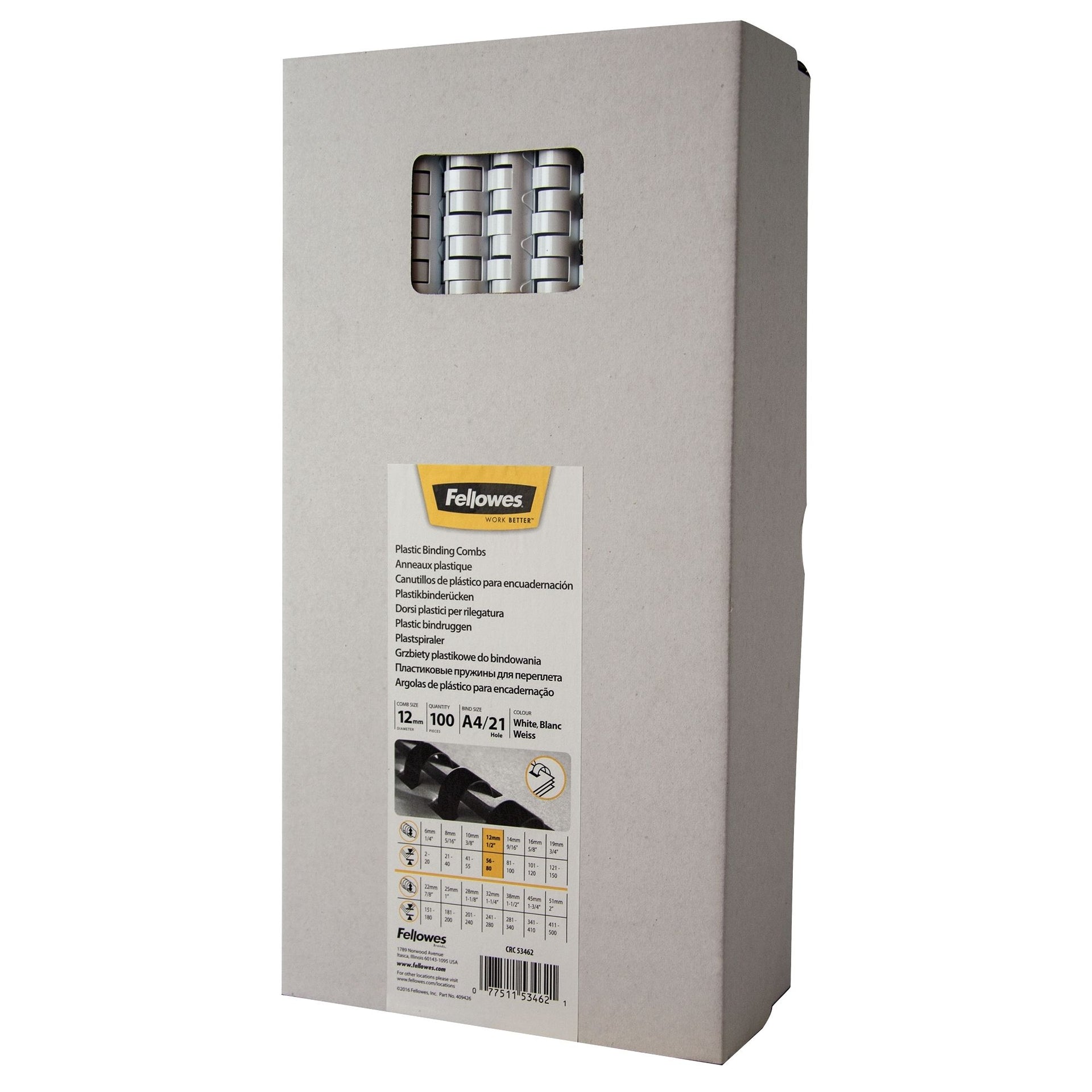 Fellowes - Dorso di rilegatura 12 mm 21 anelli a4 bianco