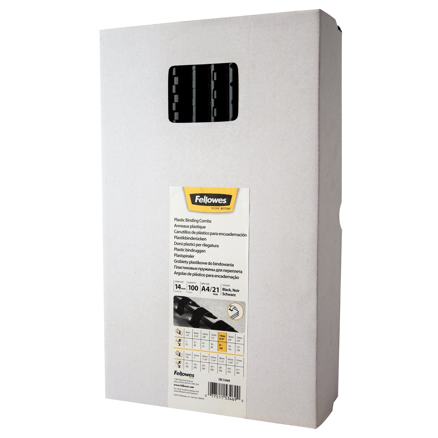 Fellowes - Reliure dos 14mm 21 anneaux a4 noir