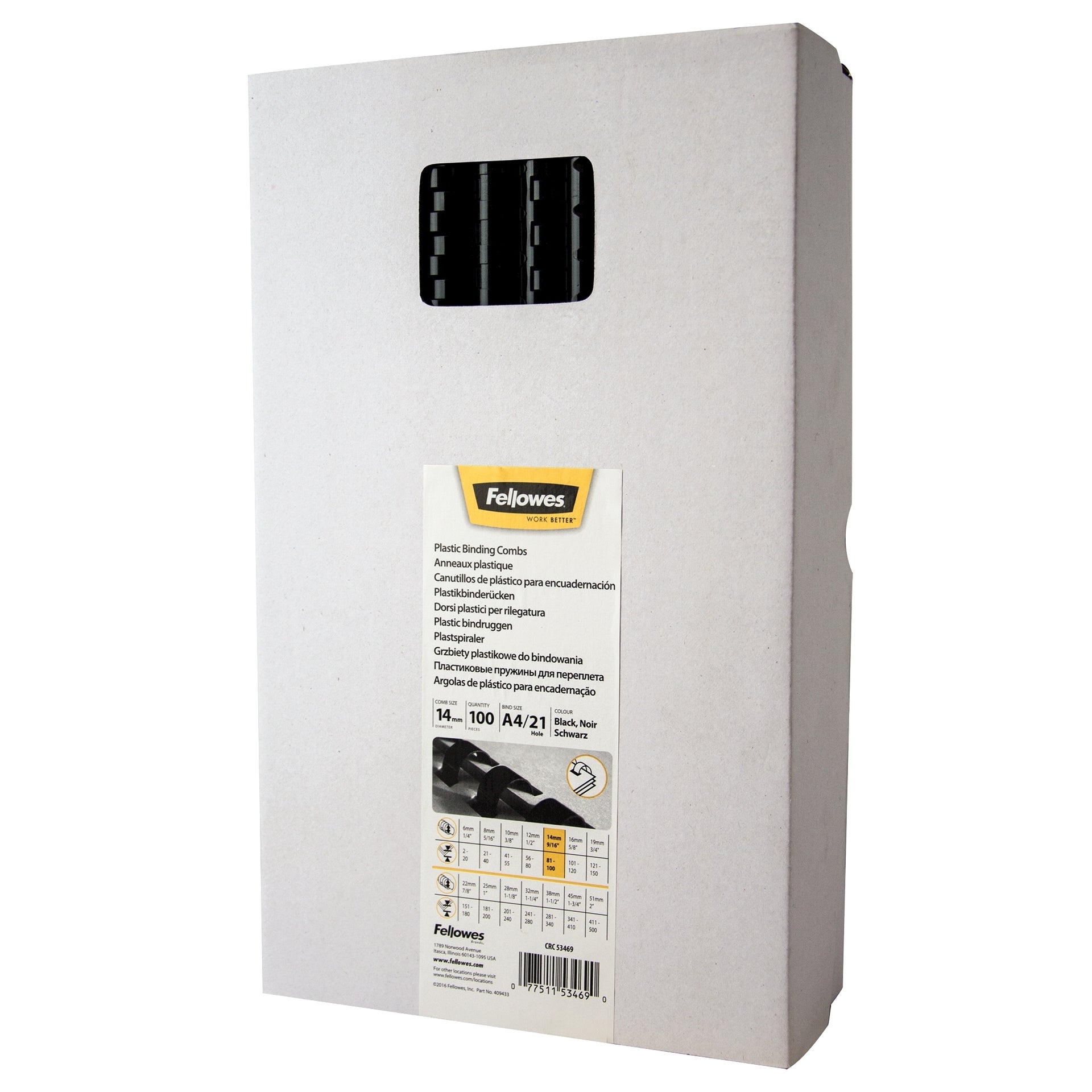 Fellowes - Dorso di rilegatura 14mm 21 anelli a4 nero