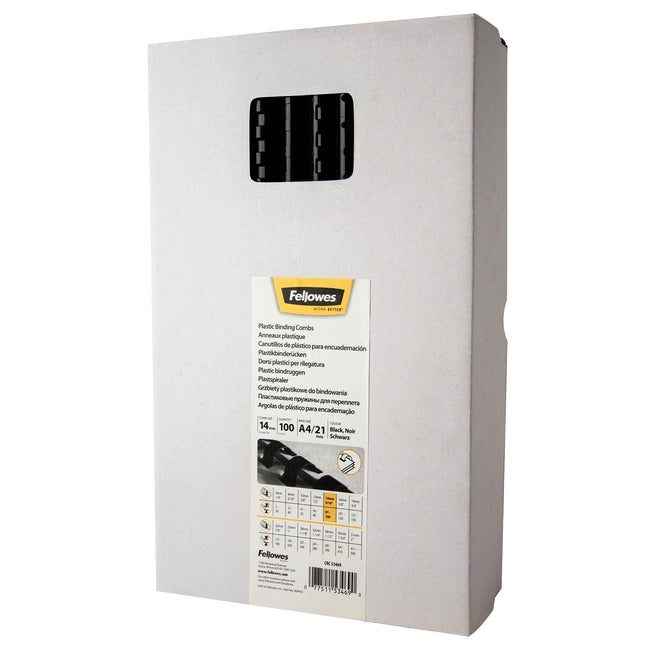 Fellowes - Binderücken 14mm 21 Ringe A4 schwarz