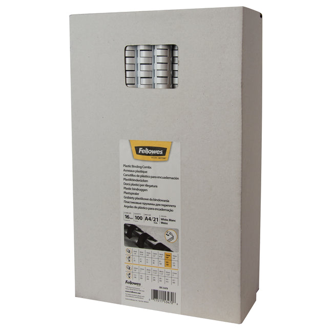 Fellowes - Binderücken 16mm 21 Ringe A4 weiß